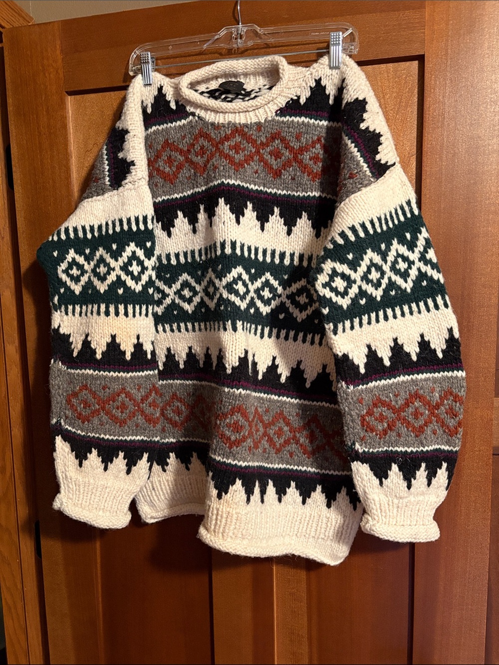 Cream Fair Isle Wool Sweater - Classic Pattern
